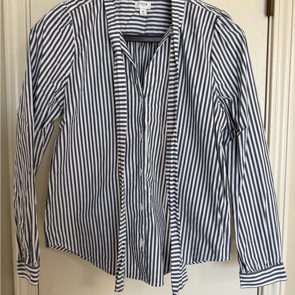 J. Crew Factory Black and White Striped Button Down Shirt